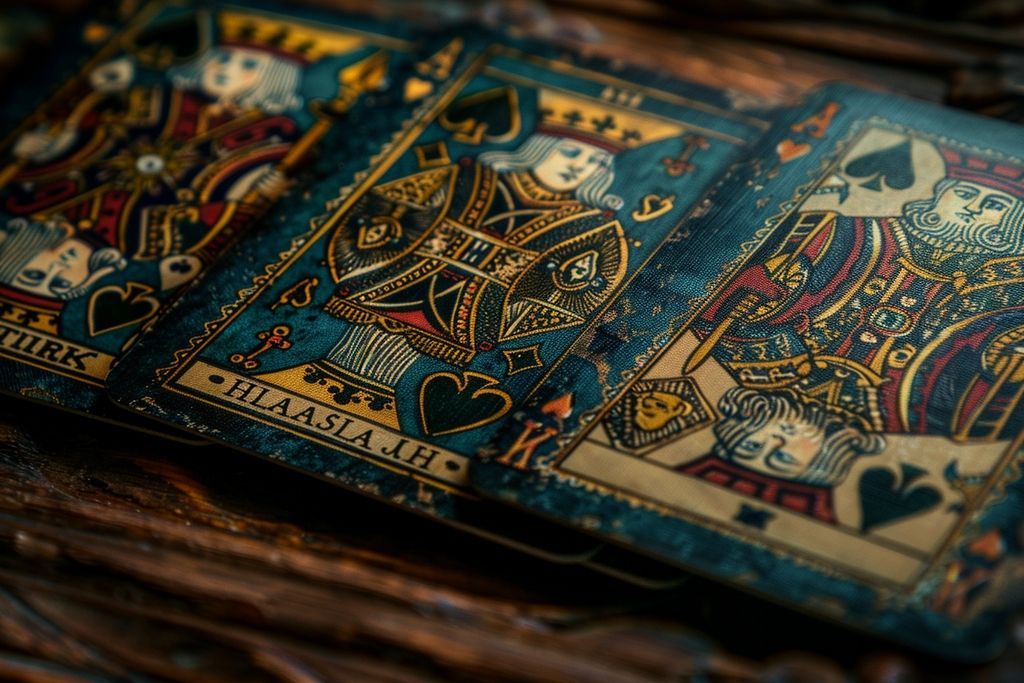Closeup détaillé des quatre couleurs des cartes d'arcanes mineurs avec emphasis sur le design et la signification