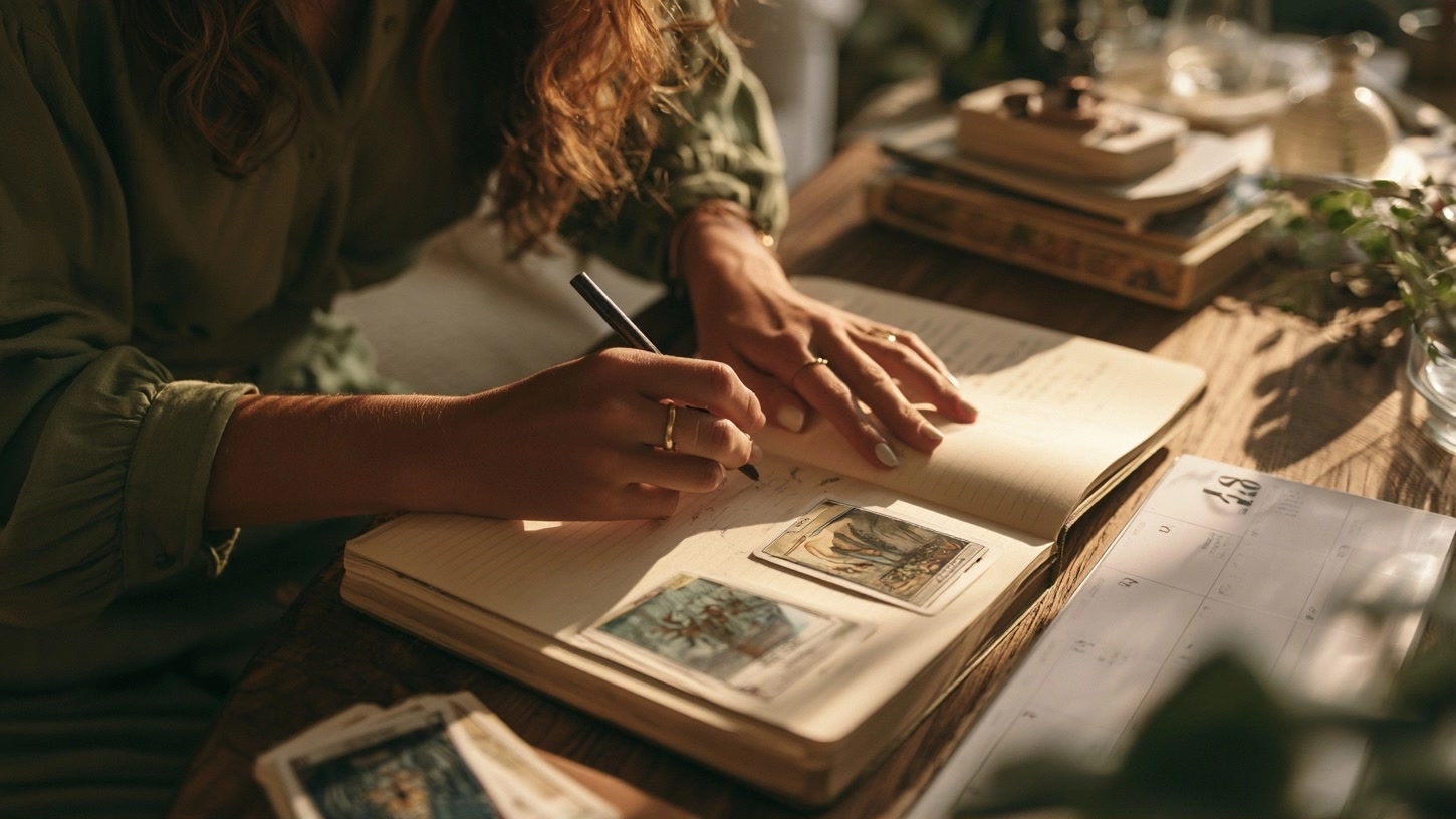 Carnet de réflexion et tarot pour une décision apaisée