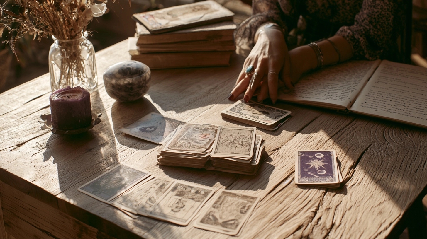 méthodes de tirage tarot pour débutants sur une table claire
