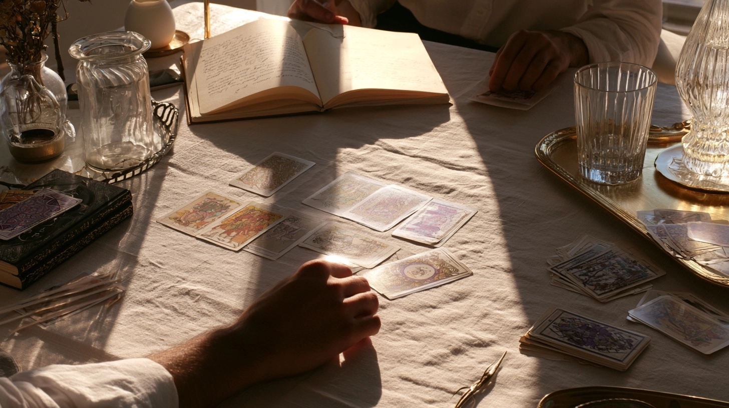 tirage une carte et trois cartes avec carnet de notes