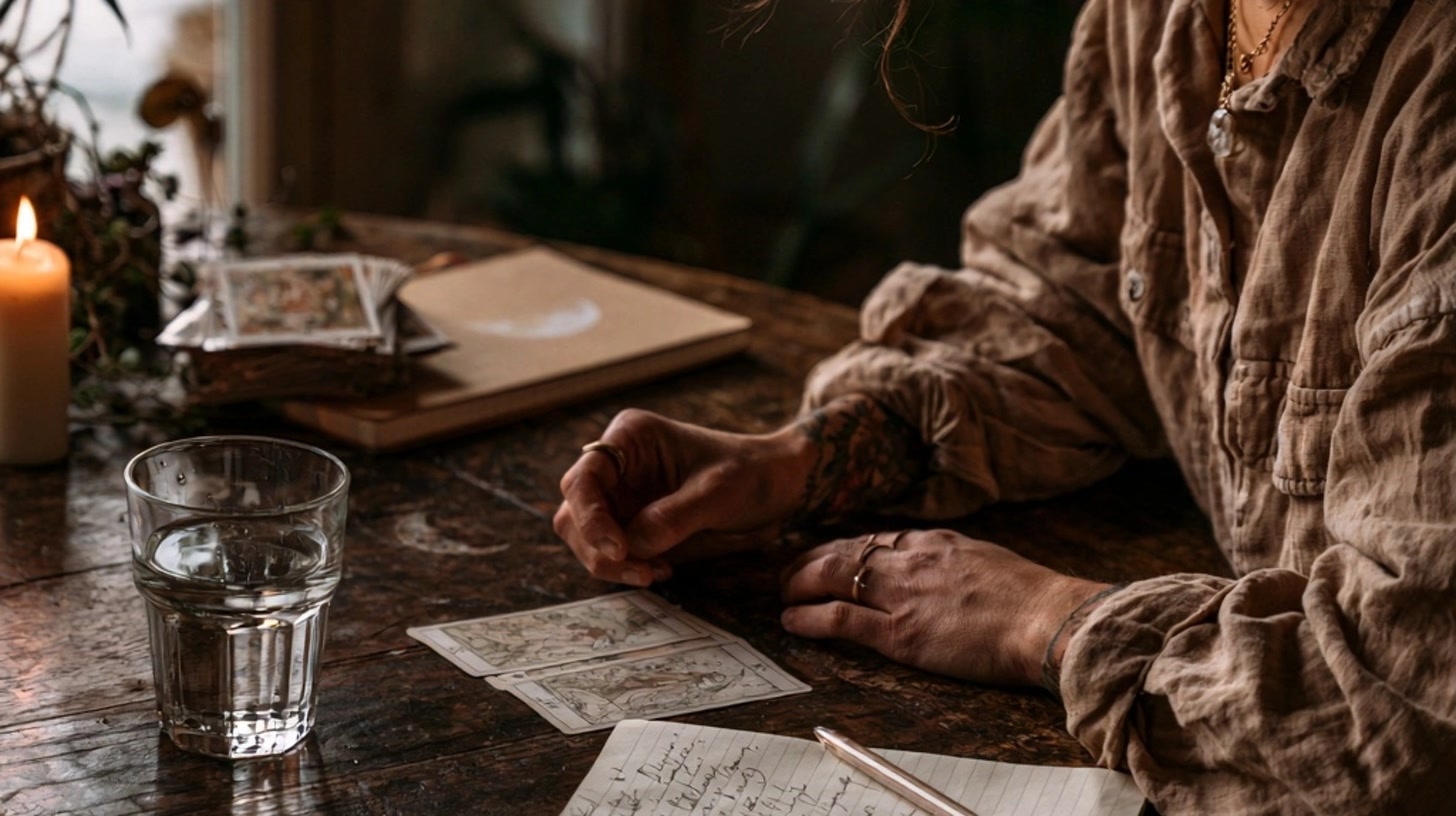 Préparer un tirage de récupération sans dramatiser ce que l’on ressent avec cartes de tarot et ambiance de pleine lune