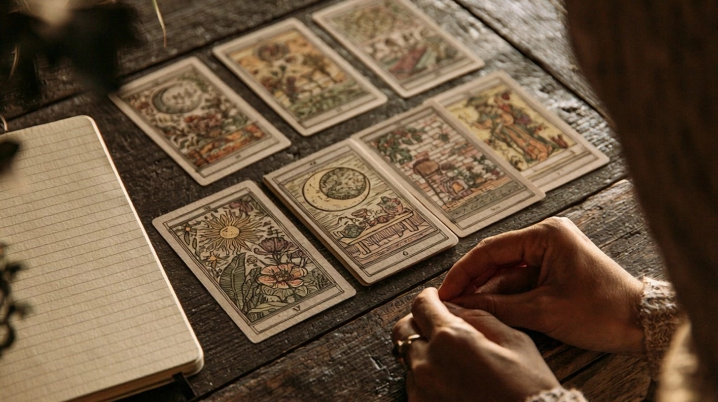 Le tirage pleine lune en 6 cartes pour récupérer son énergie avec cartes de tarot et ambiance de pleine lune