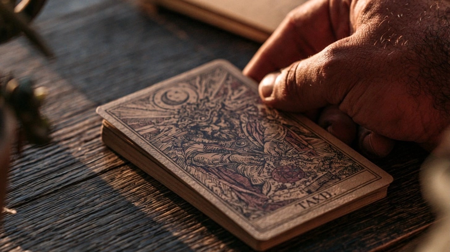 Interpréter les cartes sans se faire peur ni se suranalyser avec cartes de tarot et ambiance de pleine lune