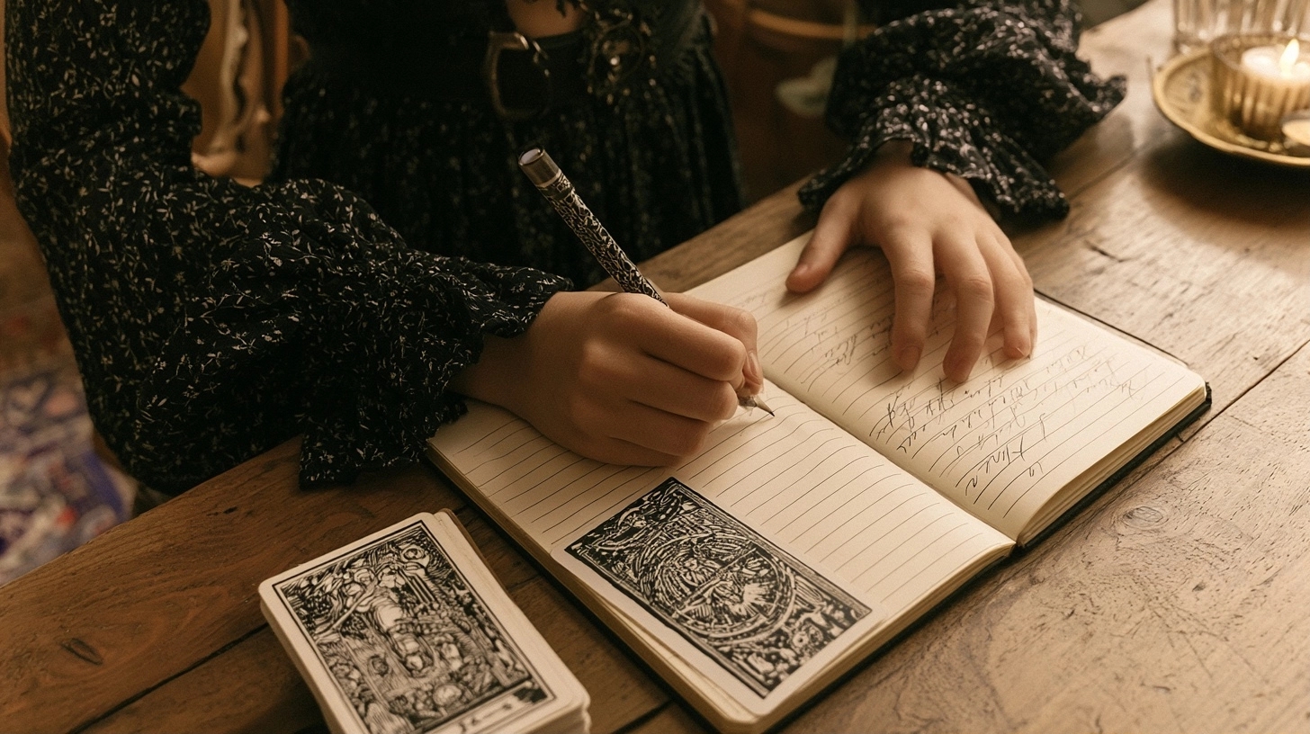 préparation simple d’un tirage de nouvelle lune avec carnet et tarot